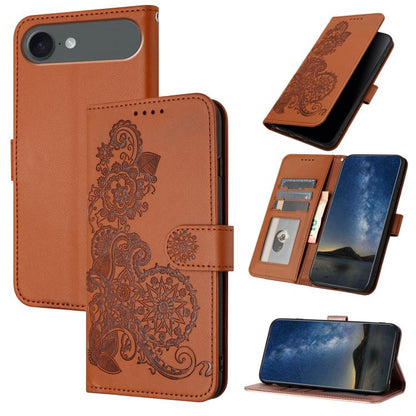 For iPhone Air Datura Flower Embossed Flip Leather Phone Case(Brown) - iPhone Air Cases by buy2fix | Online Shopping UK | buy2fix
