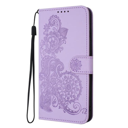 For iPhone 17 Air Datura Flower Embossed Flip Leather Phone Case(Purple) - iPhone 17 Air Cases by buy2fix | Online Shopping UK | buy2fix