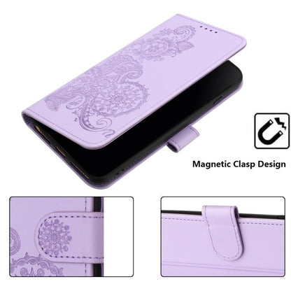 For iPhone 17 Air Datura Flower Embossed Flip Leather Phone Case(Purple) - iPhone 17 Air Cases by buy2fix | Online Shopping UK | buy2fix