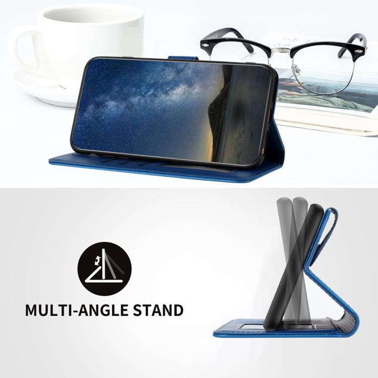 For iPhone 17 Datura Flower Embossed Flip Leather Phone Case(Blue) - iPhone 17 Cases by buy2fix | Online Shopping UK | buy2fix