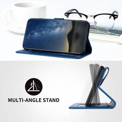 For iPhone 17 Datura Flower Embossed Flip Leather Phone Case(Blue) - iPhone 17 Cases by buy2fix | Online Shopping UK | buy2fix