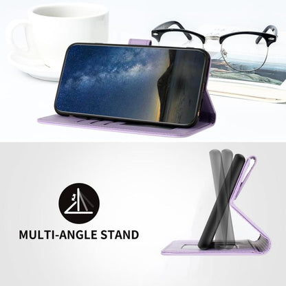 For iPhone 17 Datura Flower Embossed Flip Leather Phone Case(Purple) - iPhone 17 Cases by buy2fix | Online Shopping UK | buy2fix