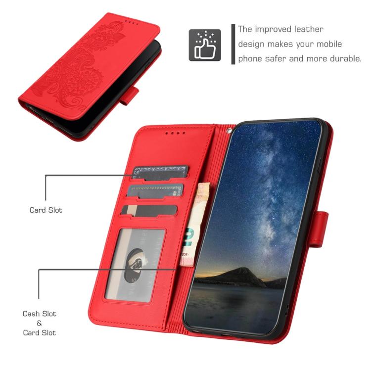 For iPhone 17 Pro Max Datura Flower Embossed Flip Leather Phone Case(Red) - iPhone 17 Pro Max Cases by buy2fix | Online Shopping UK | buy2fix