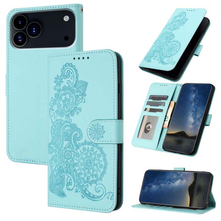 For iPhone 17 Pro Max Datura Flower Embossed Flip Leather Phone Case(Light Blue) - iPhone 17 Pro Max Cases by buy2fix | Online Shopping UK | buy2fix