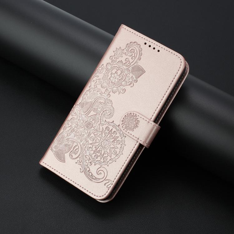 For iPhone 17 Pro Max Datura Flower Embossed Flip Leather Phone Case(Rose Gold) - iPhone 17 Pro Max Cases by buy2fix | Online Shopping UK | buy2fix