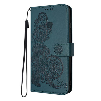 For iPhone 17 Pro Max Datura Flower Embossed Flip Leather Phone Case(Dark Green) - iPhone 17 Pro Max Cases by buy2fix | Online Shopping UK | buy2fix