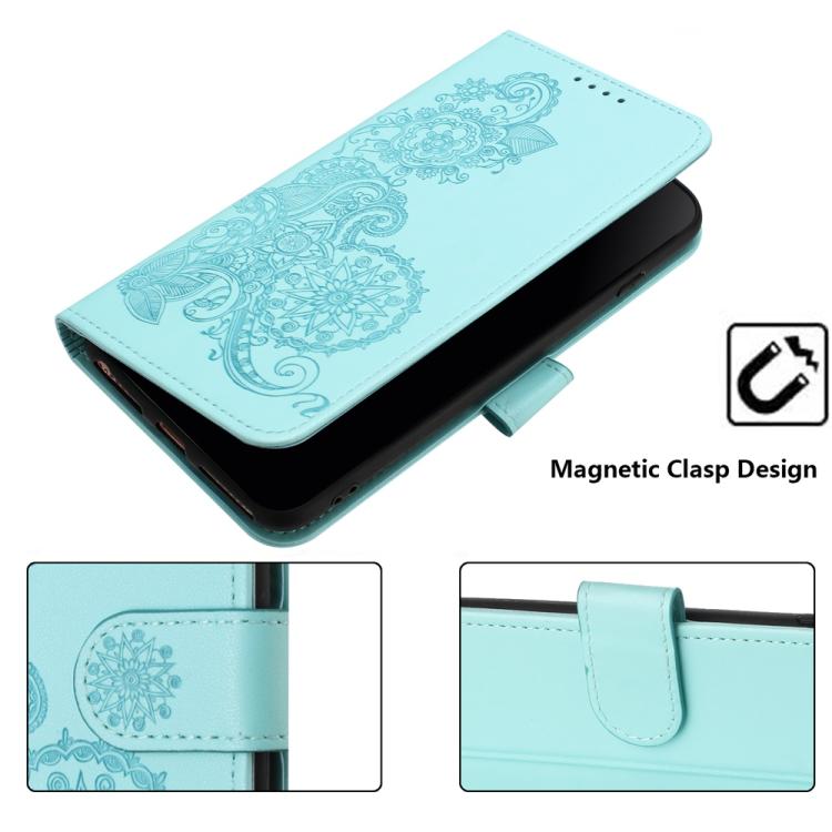 For iPhone 17 Pro Datura Flower Embossed Flip Leather Phone Case(Light Blue) - iPhone 17 Pro Cases by buy2fix | Online Shopping UK | buy2fix