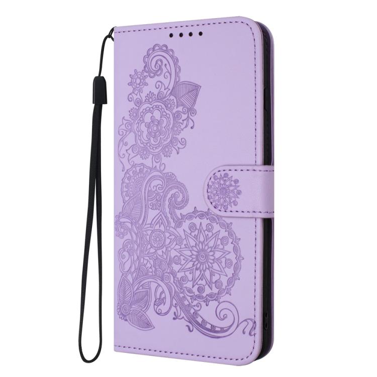 For iPhone 17 Pro Datura Flower Embossed Flip Leather Phone Case(Purple) - iPhone 17 Pro Cases by buy2fix | Online Shopping UK | buy2fix