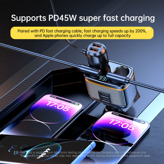 C27 6 in 1 PD45W Type-Cx2+USBx2 Car Cigarette Lighter Fast Charging Charger by buy2fix