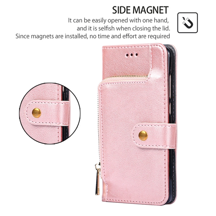 For Motorola Edge 5G 2024 Zipper Bag Leather Phone Case(Rose Gold) - Motorola Cases by buy2fix | Online Shopping UK | buy2fix