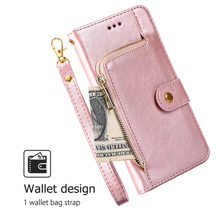 For Motorola Edge 5G 2024 Zipper Bag Leather Phone Case(Rose Gold) - Motorola Cases by buy2fix | Online Shopping UK | buy2fix