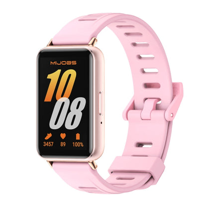 For Samsung Galaxy Fit 3 Mijobs Flat Hole Silicone Watch Band(Lotus Root Powder+Rose Gold) - Watch Bands by MIJOBS | Online Shopping UK | buy2fix