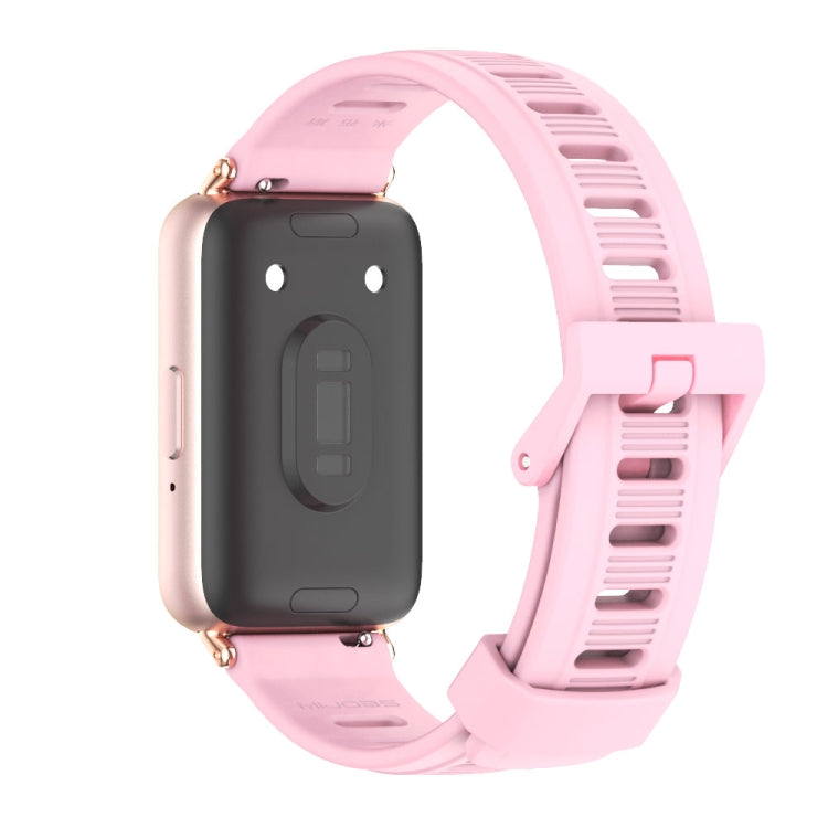 For Samsung Galaxy Fit 3 Mijobs Flat Hole Silicone Watch Band(Lotus Root Powder+Rose Gold) - Watch Bands by MIJOBS | Online Shopping UK | buy2fix