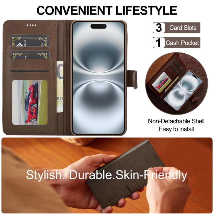 LC.IMEEKE Calf Texture Horizontal Flip Leather Case For iPhone 17(Brown) - iPhone 17 Cases by LC.IMEEKE | Online Shopping UK | buy2fix