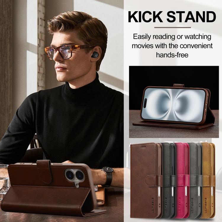 LC.IMEEKE Calf Texture Horizontal Flip Leather Case For iPhone 17(Brown) - iPhone 17 Cases by LC.IMEEKE | Online Shopping UK | buy2fix