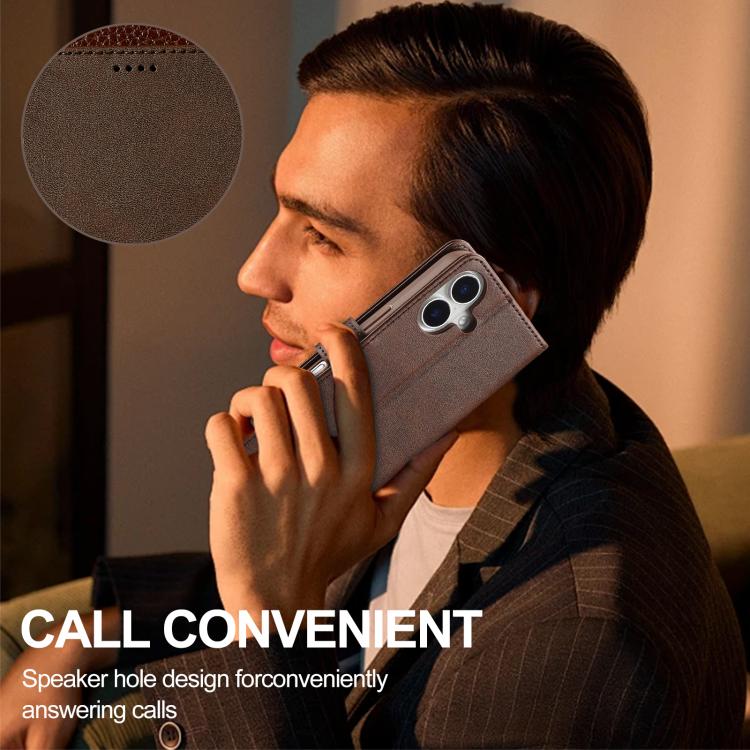 LC.IMEEKE Calf Texture Horizontal Flip Leather Case For iPhone 17(Brown) - iPhone 17 Cases by LC.IMEEKE | Online Shopping UK | buy2fix