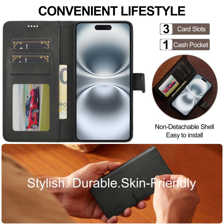 LC.IMEEKE Calf Texture Horizontal Flip Leather Case For iPhone 17(Black) - iPhone 17 Cases by LC.IMEEKE | Online Shopping UK | buy2fix