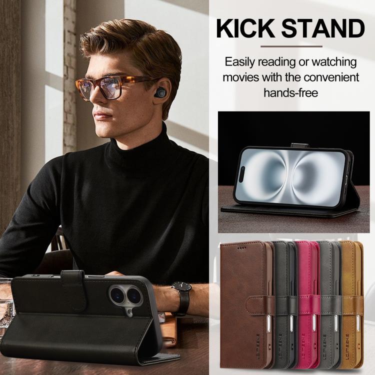 LC.IMEEKE Calf Texture Horizontal Flip Leather Case For iPhone 17(Black) - iPhone 17 Cases by LC.IMEEKE | Online Shopping UK | buy2fix