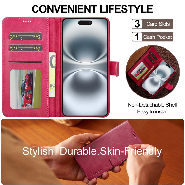 LC.IMEEKE Calf Texture Horizontal Flip Leather Case For iPhone 17(Red) - iPhone 17 Cases by LC.IMEEKE | Online Shopping UK | buy2fix