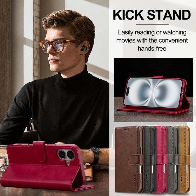 LC.IMEEKE Calf Texture Horizontal Flip Leather Case For iPhone 17(Red) - iPhone 17 Cases by LC.IMEEKE | Online Shopping UK | buy2fix