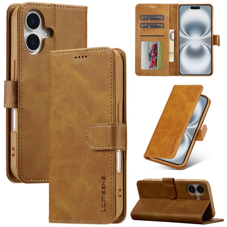LC.IMEEKE Calf Texture Horizontal Flip Leather Case For iPhone 17(Yellow) - iPhone 17 Cases by LC.IMEEKE | Online Shopping UK | buy2fix