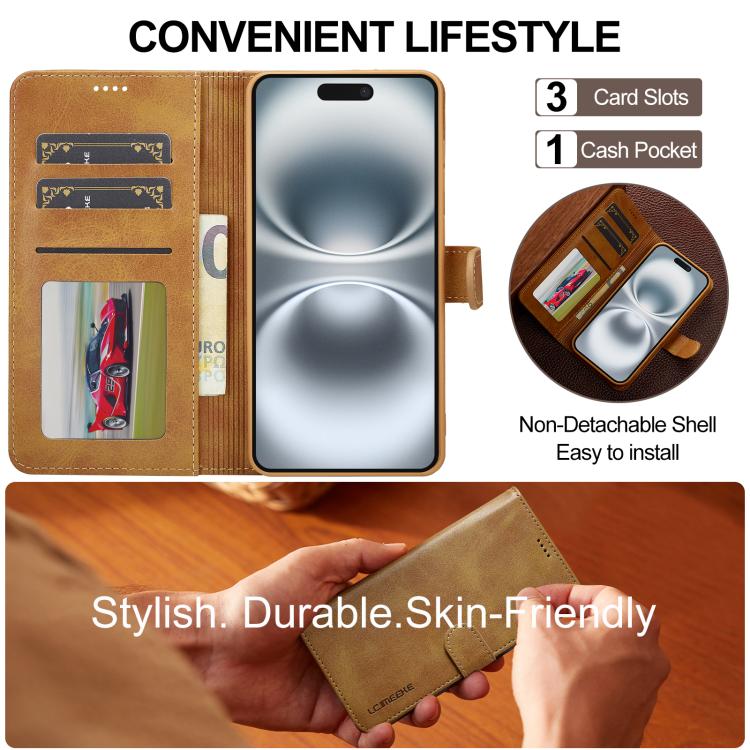 LC.IMEEKE Calf Texture Horizontal Flip Leather Case For iPhone 17(Yellow) - iPhone 17 Cases by LC.IMEEKE | Online Shopping UK | buy2fix