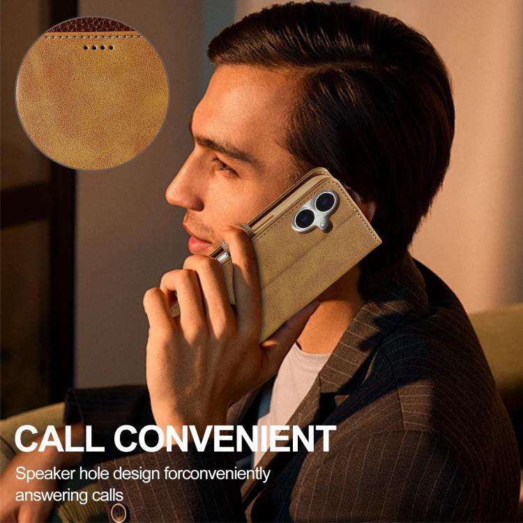 LC.IMEEKE Calf Texture Horizontal Flip Leather Case For iPhone 17(Yellow) - iPhone 17 Cases by LC.IMEEKE | Online Shopping UK | buy2fix