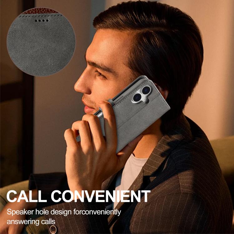 LC.IMEEKE Calf Texture Horizontal Flip Leather Case For iPhone 17(Grey) - iPhone 17 Cases by LC.IMEEKE | Online Shopping UK | buy2fix