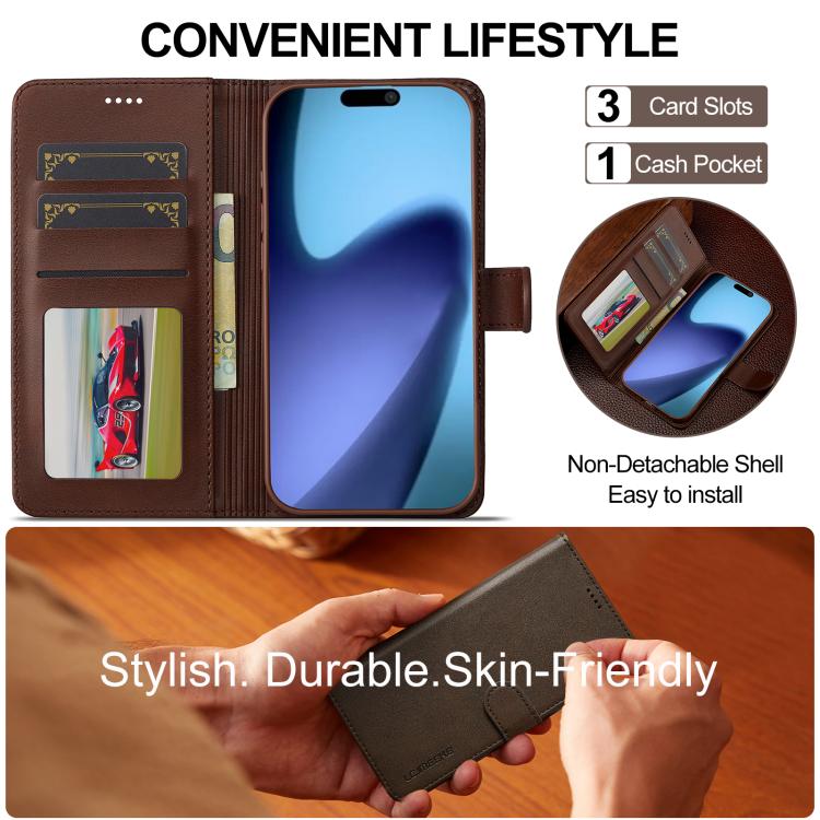 LC.IMEEKE Calf Texture Horizontal Flip Leather Case For iPhone 17 Air(Brown) - iPhone 17 Air Cases by LC.IMEEKE | Online Shopping UK | buy2fix