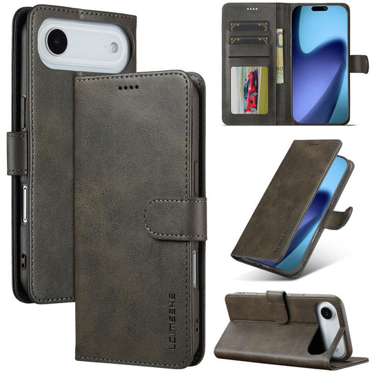 LC.IMEEKE Calf Texture Horizontal Flip Leather Case For iPhone Air(Grey)