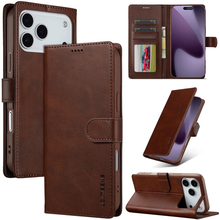 LC.IMEEKE Calf Texture Horizontal Flip Leather Case For iPhone 17 Pro(Brown) - iPhone 17 Pro Cases by LC.IMEEKE | Online Shopping UK | buy2fix