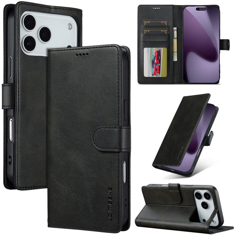LC.IMEEKE Calf Texture Horizontal Flip Leather Case For iPhone 17 Pro(Black) - iPhone 17 Pro Cases by LC.IMEEKE | Online Shopping UK | buy2fix