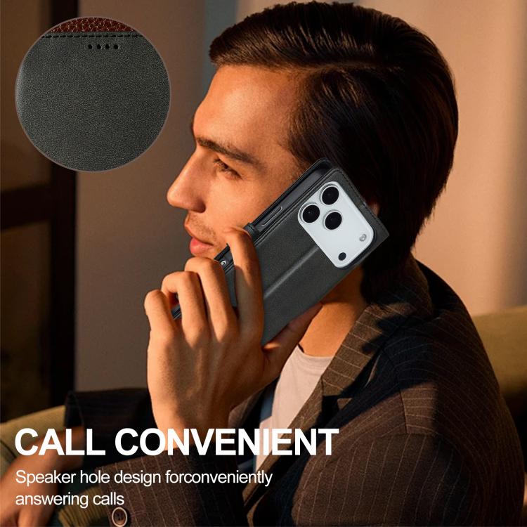 LC.IMEEKE Calf Texture Horizontal Flip Leather Case For iPhone 17 Pro(Black) - iPhone 17 Pro Cases by LC.IMEEKE | Online Shopping UK | buy2fix