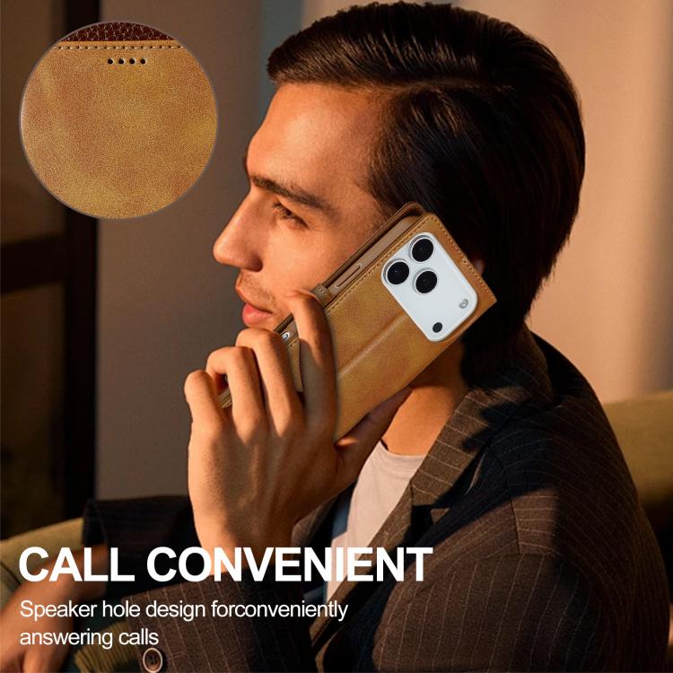 LC.IMEEKE Calf Texture Horizontal Flip Leather Case For iPhone 17 Pro(Yellow) - iPhone 17 Pro Cases by LC.IMEEKE | Online Shopping UK | buy2fix