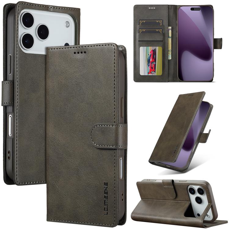 LC.IMEEKE Calf Texture Horizontal Flip Leather Case For iPhone 17 Pro(Grey) - iPhone 17 Pro Cases by LC.IMEEKE | Online Shopping UK | buy2fix