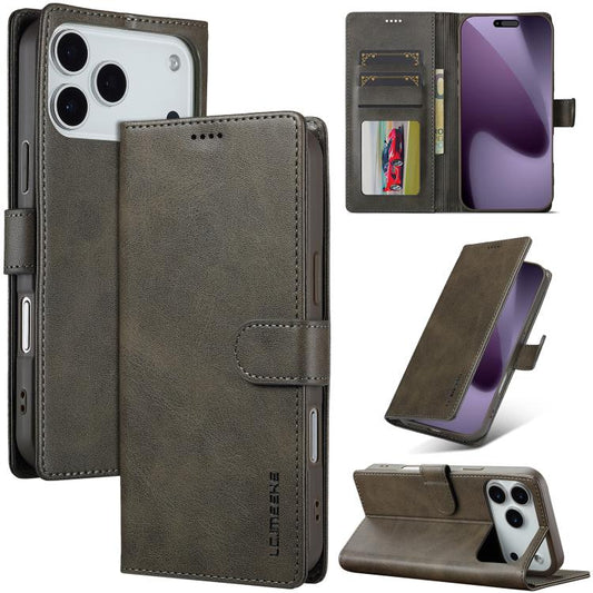 LC.IMEEKE Calf Texture Horizontal Flip Leather Case For iPhone 17 Pro(Grey) - iPhone 17 Pro Cases by LC.IMEEKE | Online Shopping UK | buy2fix