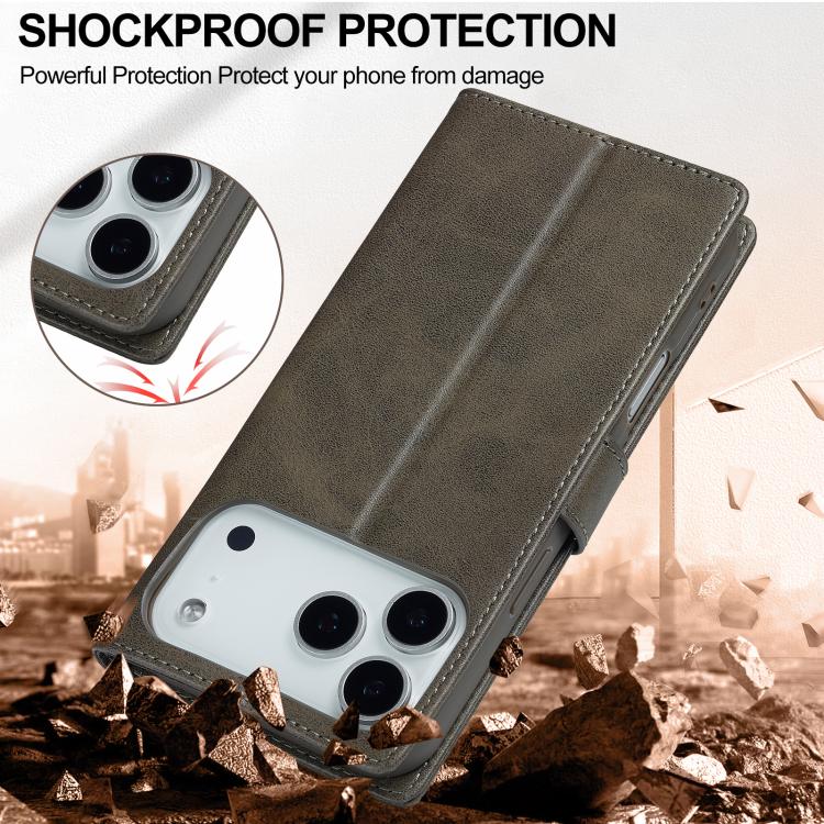 LC.IMEEKE Calf Texture Horizontal Flip Leather Case For iPhone 17 Pro(Grey) - iPhone 17 Pro Cases by LC.IMEEKE | Online Shopping UK | buy2fix