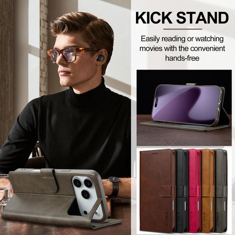 LC.IMEEKE Calf Texture Horizontal Flip Leather Case For iPhone 17 Pro(Grey) - iPhone 17 Pro Cases by LC.IMEEKE | Online Shopping UK | buy2fix