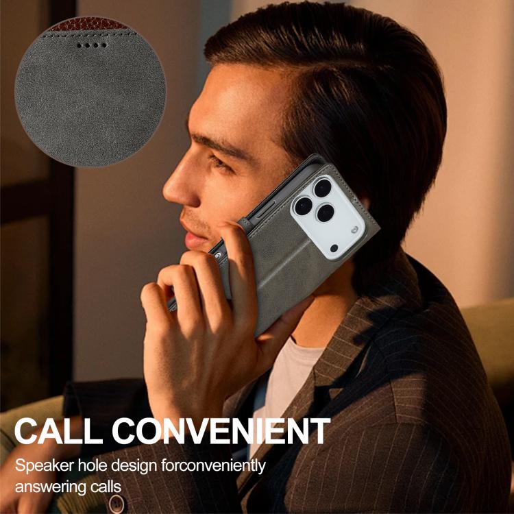 LC.IMEEKE Calf Texture Horizontal Flip Leather Case For iPhone 17 Pro(Grey) - iPhone 17 Pro Cases by LC.IMEEKE | Online Shopping UK | buy2fix