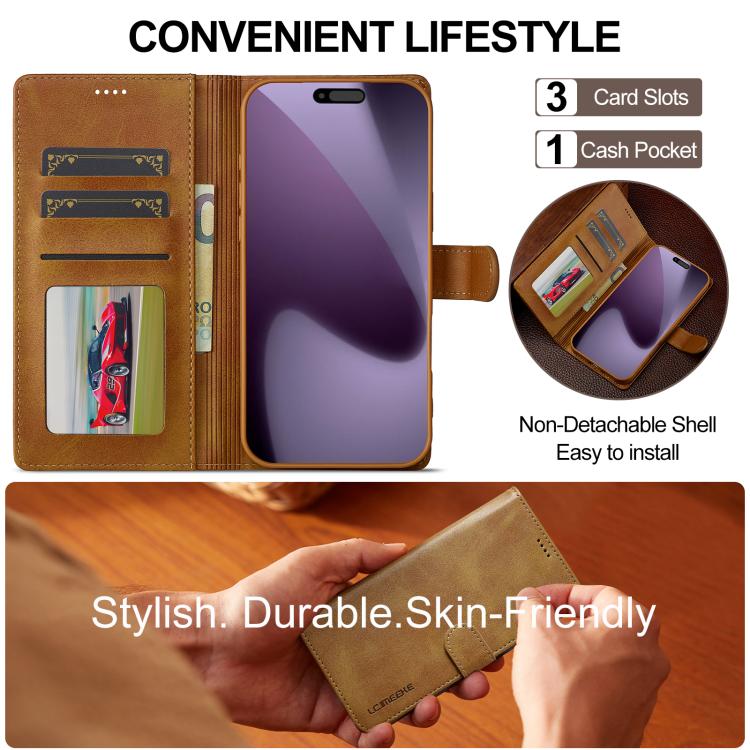 LC.IMEEKE Calf Texture Horizontal Flip Leather Case For iPhone 17 Pro Max(Yellow) - iPhone 17 Pro Max Cases by LC.IMEEKE | Online Shopping UK | buy2fix