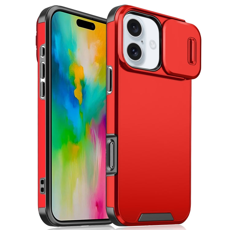 For iPhone 16 Plus Sliding Camshield TPU + PC Phone Case(Red) - iPhone 16 Plus Cases by buy2fix | Online Shopping UK | buy2fix