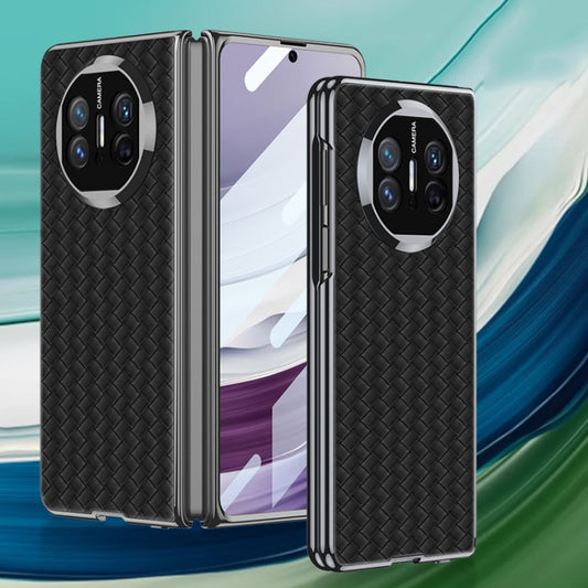 For Huawei Mate X5 GKK Leather Ultra-thin Electroplating Woven Texture Shockproof Phone Case(Black) by GKK
