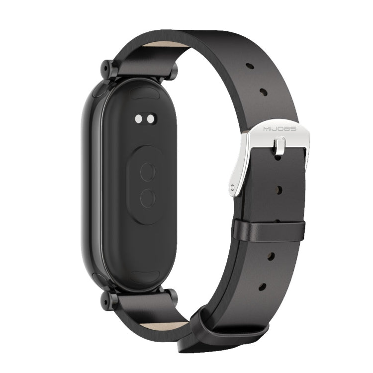 For Xiaomi Mi Band 8 / 9 / 9 NFC Mijobs GT4 First Layer Cowhide Watch Band(Black) - Watch Bands by MIJOBS | Online Shopping UK | buy2fix