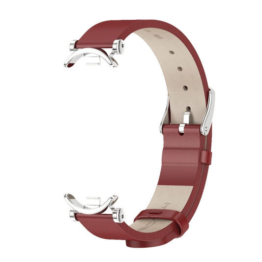 For Xiaomi Smart Band 10 / 9 / 8 Mijobs GT4 First Layer Cowhide Watch Band(Red Silver) by MIJOBS