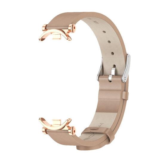 For Xiaomi Smart Band 10 / 9 / 8 Mijobs GT4 First Layer Cowhide Watch Band(Apricot Rose Gold) by MIJOBS