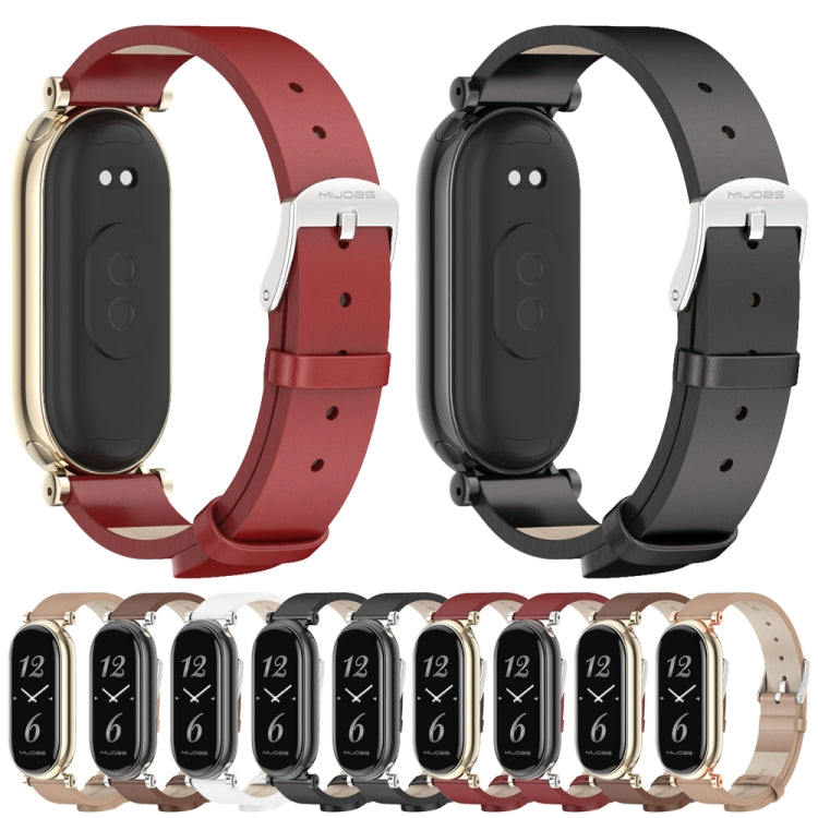 For Xiaomi Mi Band 8 / 9 / 9 NFC Mijobs GT4 First Layer Cowhide Watch Band(Red Light Gold) - Watch Bands by MIJOBS | Online Shopping UK | buy2fix