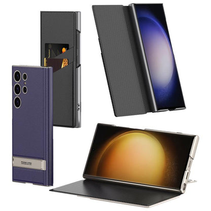 For Samsung Galaxy S25 Ultra 5G GKK Triumph Ultra-Thin Flip Leather Case without Pen(Carbon Fiber) -  by GKK | Online Shopping UK | buy2fix