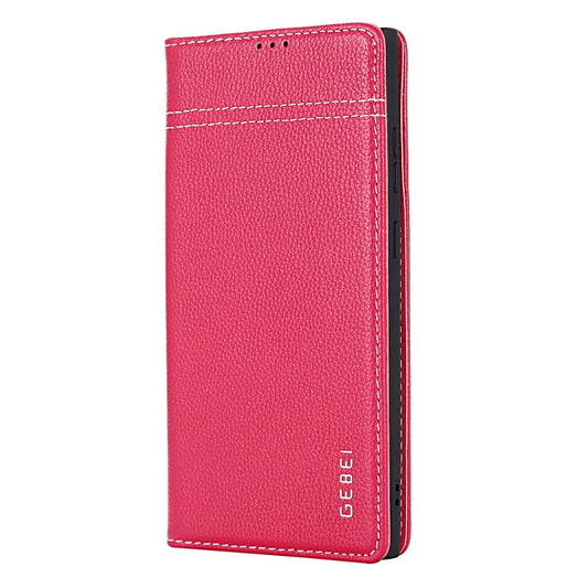For Samsung Galaxy S24+ 5G GEBEI Top-grain Horizontal Flip Leather Phone Case(Rose Red) by GEBEI