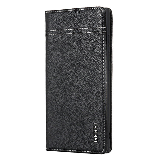 For Samsung Galaxy S24+ 5G GEBEI Top-grain Horizontal Flip Leather Phone Case(Black) by GEBEI