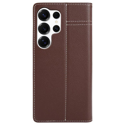 For Samsung Galaxy S25 Ultra 5G GEBEI Top-grain Horizontal Flip Leather Phone Case(Brown) - Galaxy S25 Ultra 5G Cases by GEBEI | Online Shopping UK | buy2fix